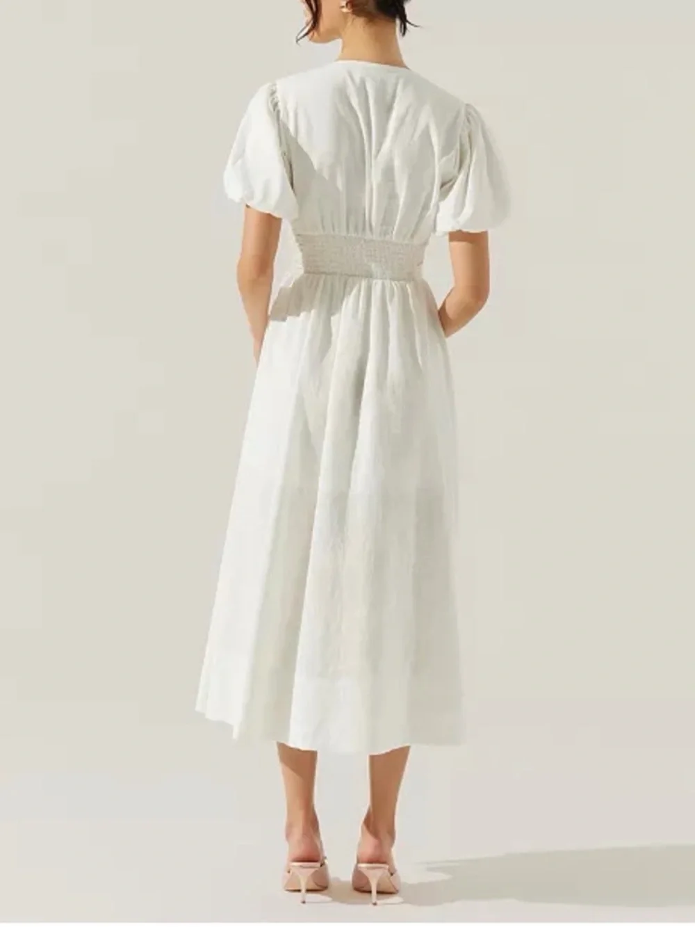 ASTR THE LABEL Linen Bow Front Midi Dress NWT - Picture 5 of 6